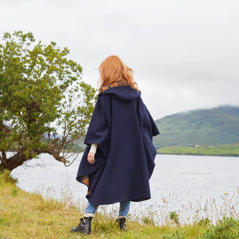 Irish Wool Country Walking Cape - Navy - Image 3