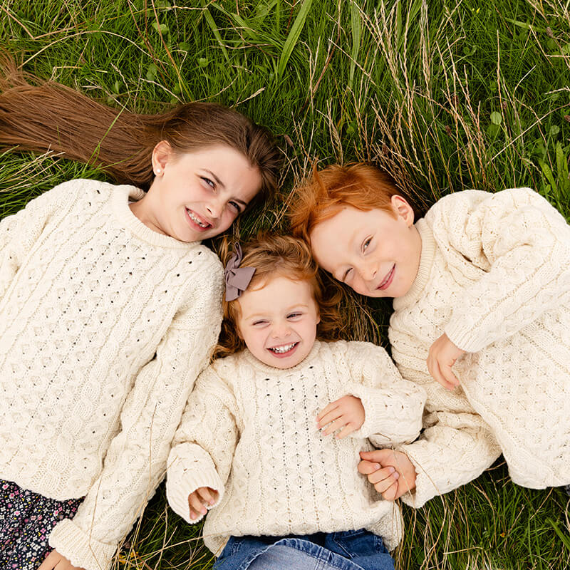 Kids Crew Neck Aran Sweater - Image 4