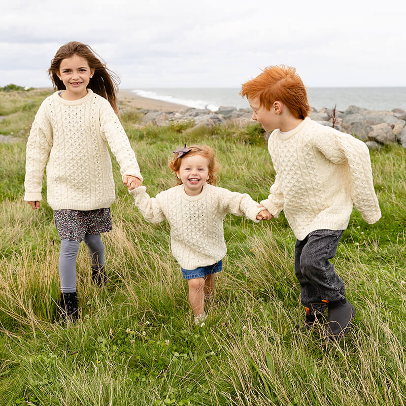 Kids Crew Neck Aran Sweater - Image 5