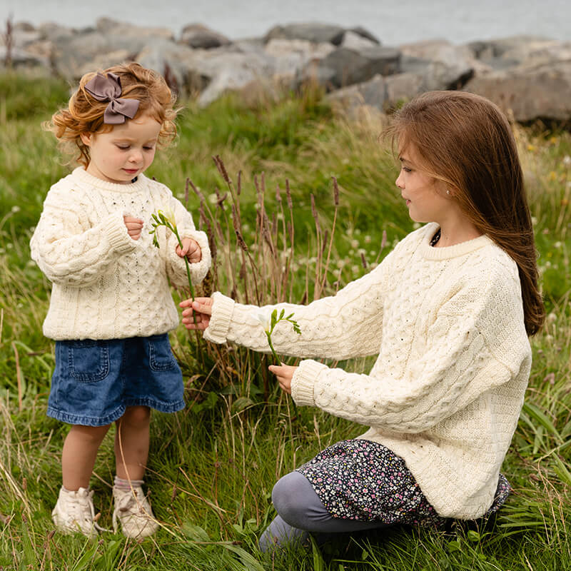 Kids Crew Neck Aran Sweater - Image 8