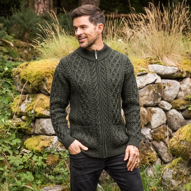 Men's Aran Zip Cardigan - Image 14