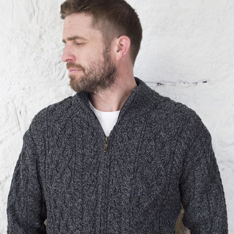 Men's Aran Zip Cardigan - Image 4