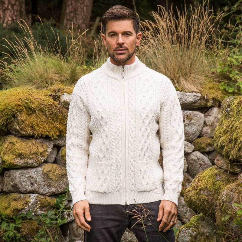Men's Aran Zip Cardigan - Image 8