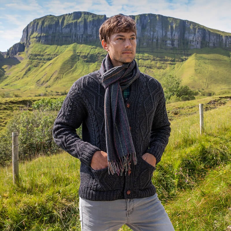 Men's Charcoal Rainbow Lambswool Scarf - Image 3