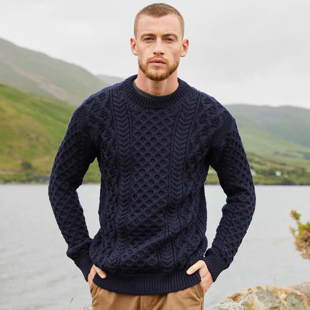 Men's Crew Neck Irish Wool Classic Sweater - Image 3