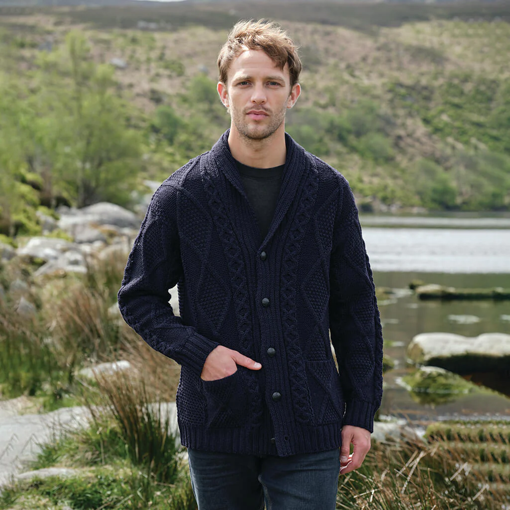 Men's Heritage Aran Shawl Collar Button Cardigan - Image 5