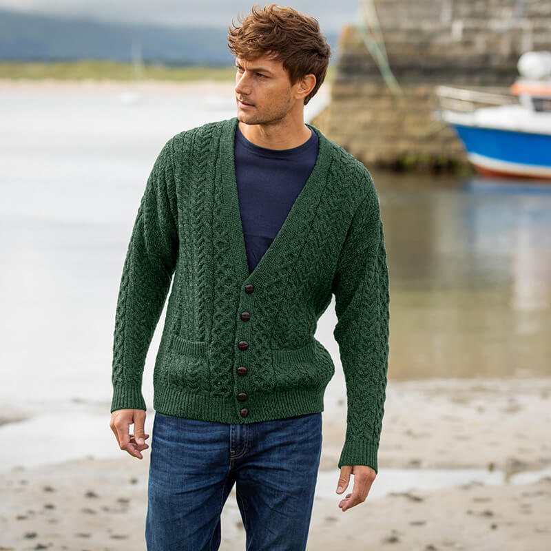 Mens Merino Wool V Neck Cardigan - Image 2