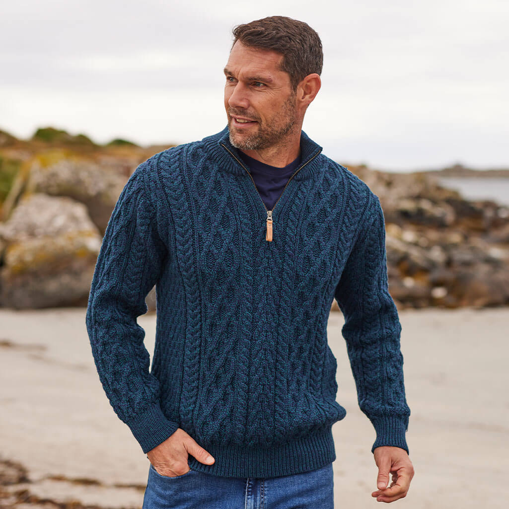 Men's Signature Half Zip Irish Wool Sweater - Image 3