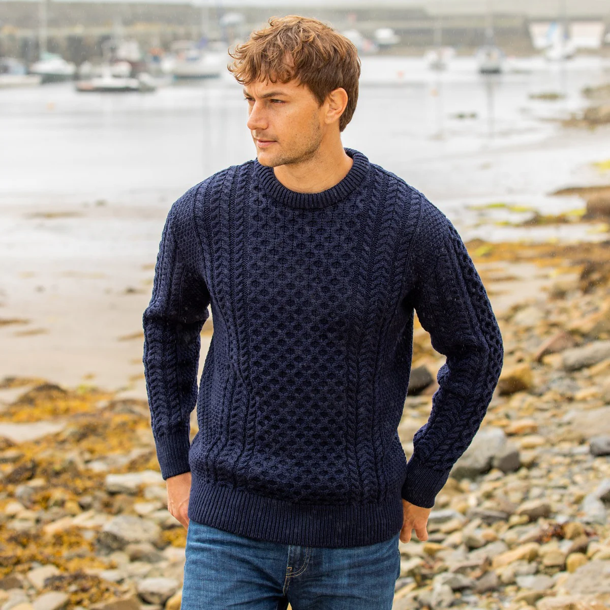 Men's Traditional Crew Neck Aran Sweater - Image 10