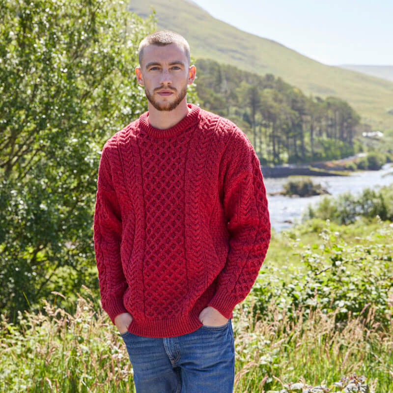 Men's Traditional Crew Neck Aran Sweater - Image 4