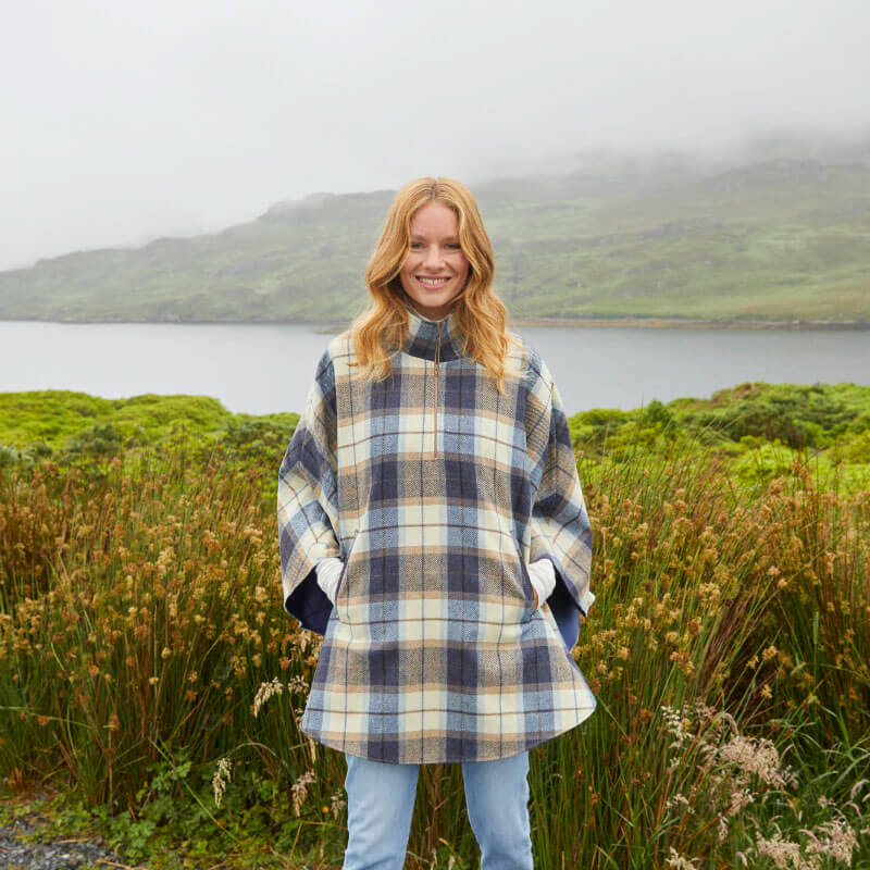 Mucros Irish Wool Half Zip Poncho - Image 11