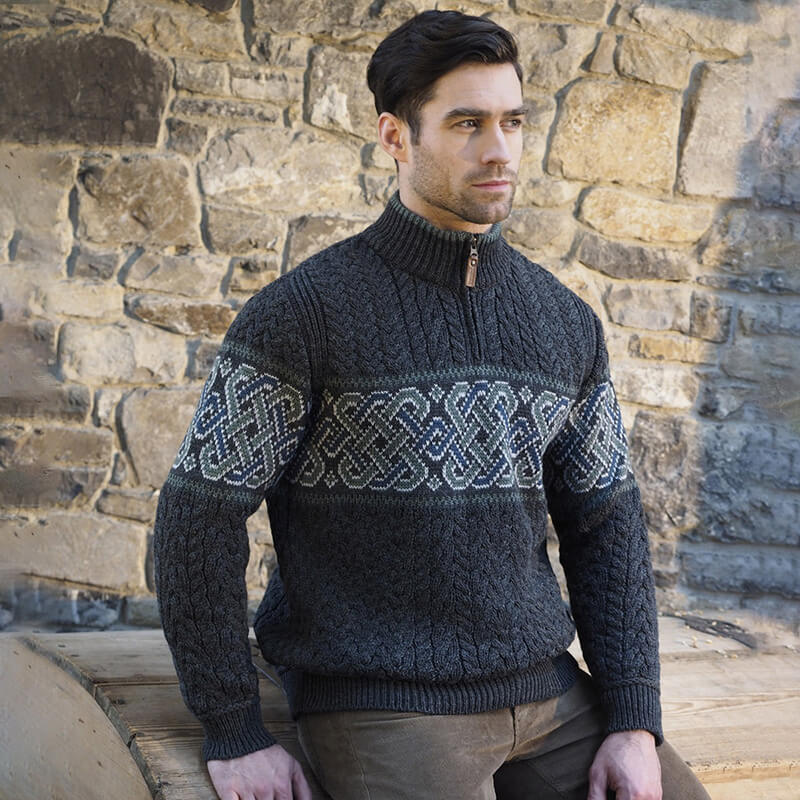 Mens Newgrange Celtic Sweater - Image 4