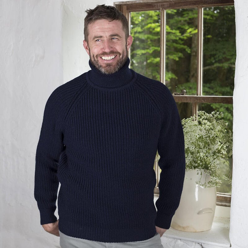 Roll Neck Fisherman's Irish Sweater - Image 2