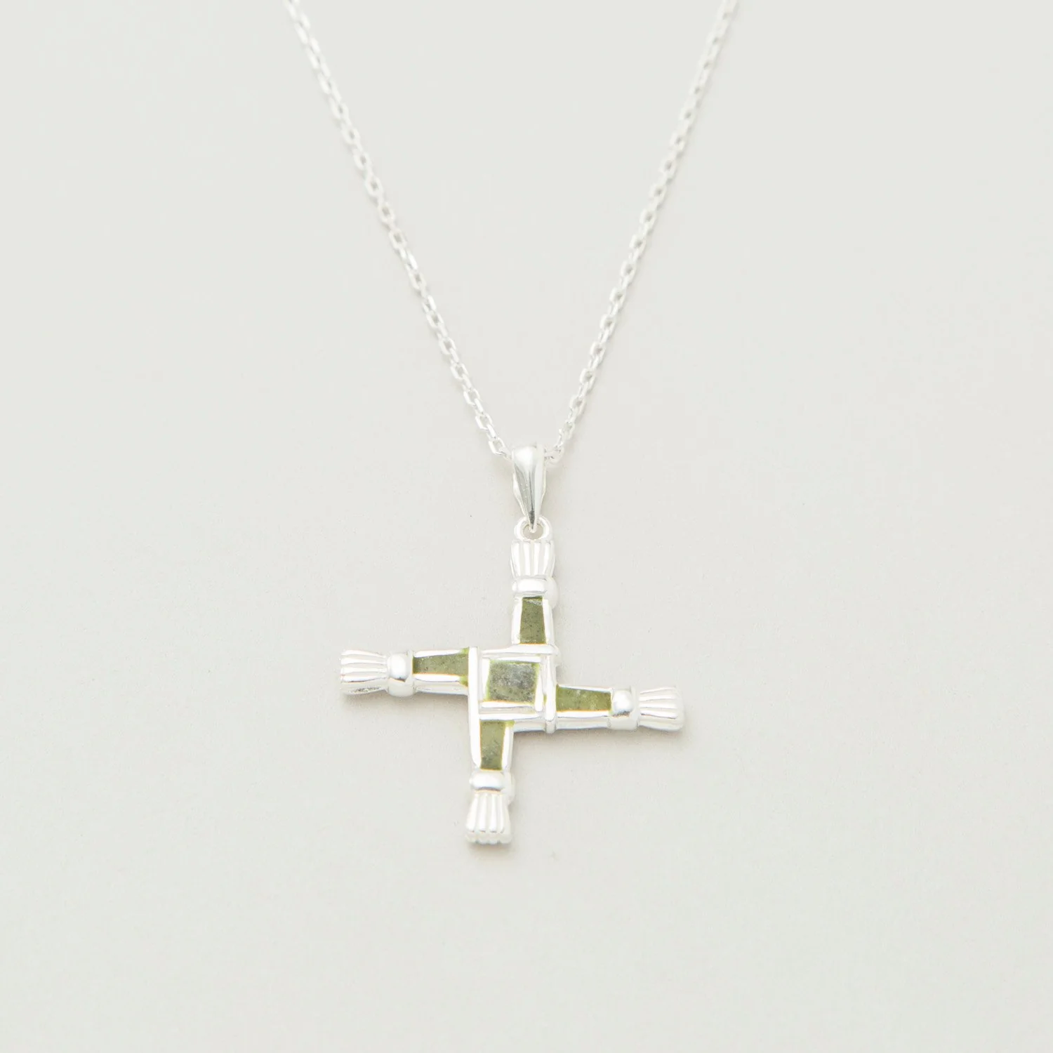 Silver Connemara Marble Brigids Cross Pendant - Image 2