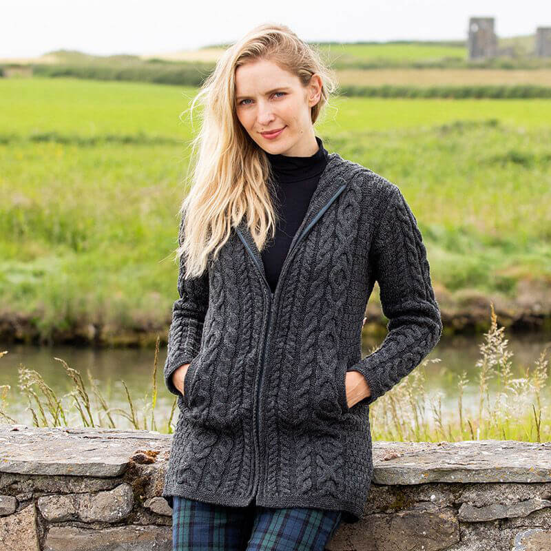 The Gweebarra Aran Hooded Cardigan - Image 2