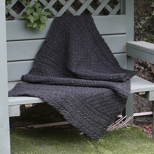 Traditional Aran Honeycomb Wool Throw - Image 5