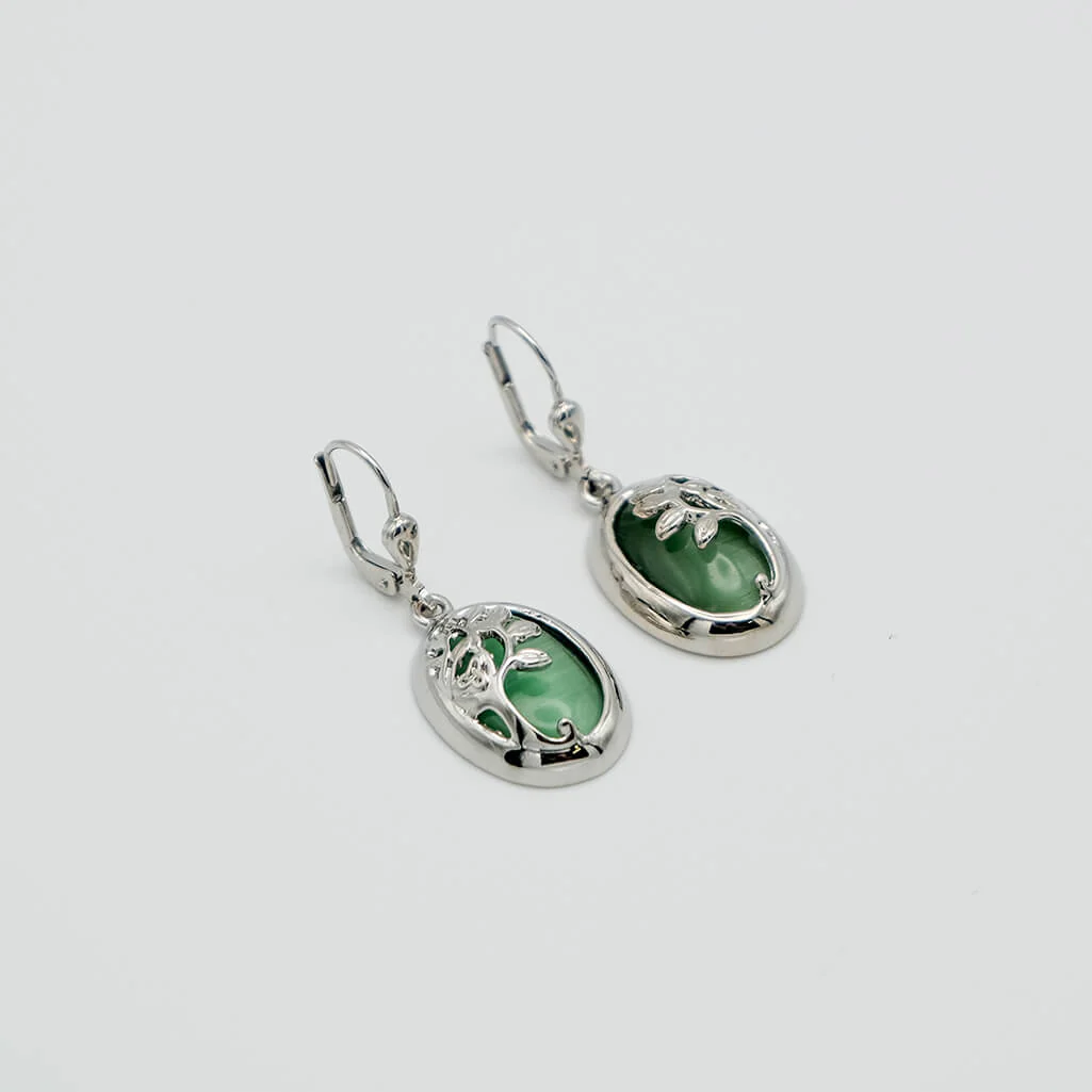 Tree of Life Cat's Eye Earrings
