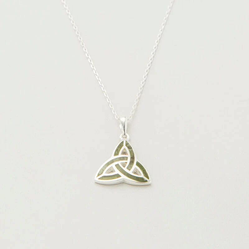 Trinity Knot Connemara Marble Cross Pendant