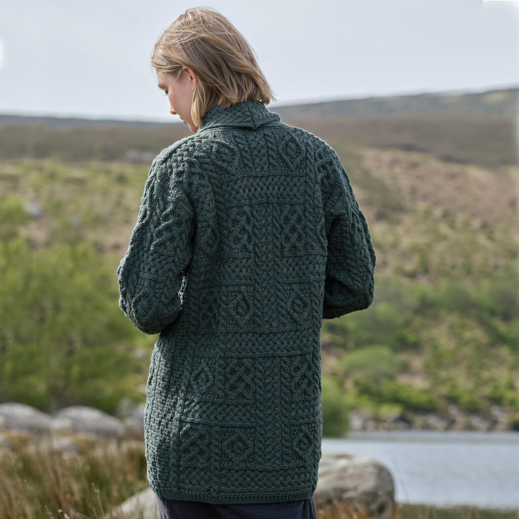 Women's Cable Knit Aran Waterfall Cardigan Sweater - Image 3