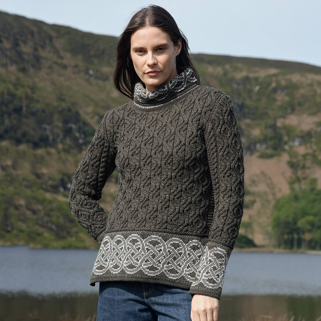Women's Celtic Knot Aran Wool Tunic Sweater
