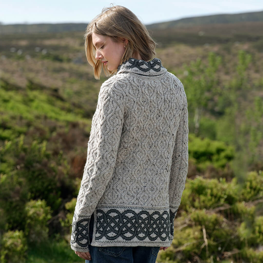 Women's Celtic Knot Aran Wool Tunic Sweater - Image 3