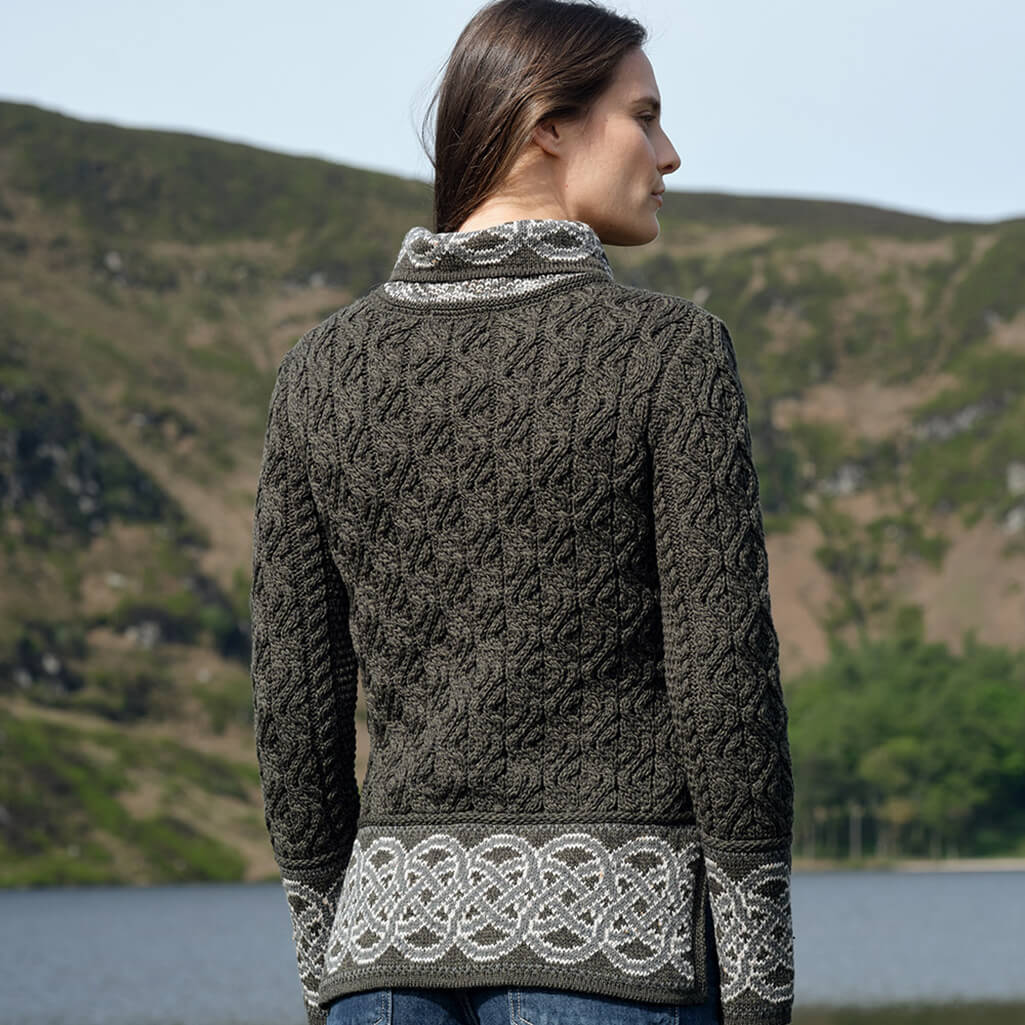 Women's Celtic Knot Aran Wool Tunic Sweater - Image 4