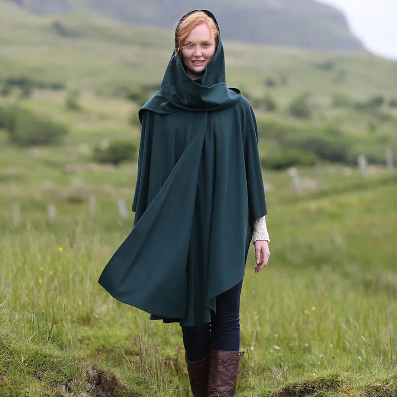 Women's Classic Wool & Cashmere Irish Cape - Green - Image 2