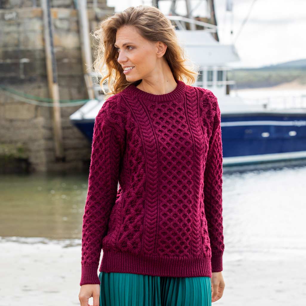 Women's Crew Neck Irish Wool Classic Sweater - Image 2