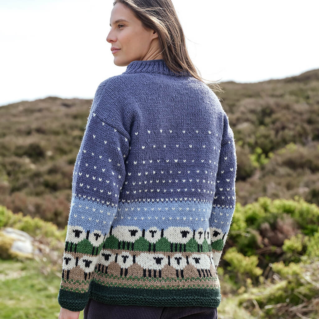 Women's Half- Zip Hand-Knit Wool Sheep Sweater - Image 2