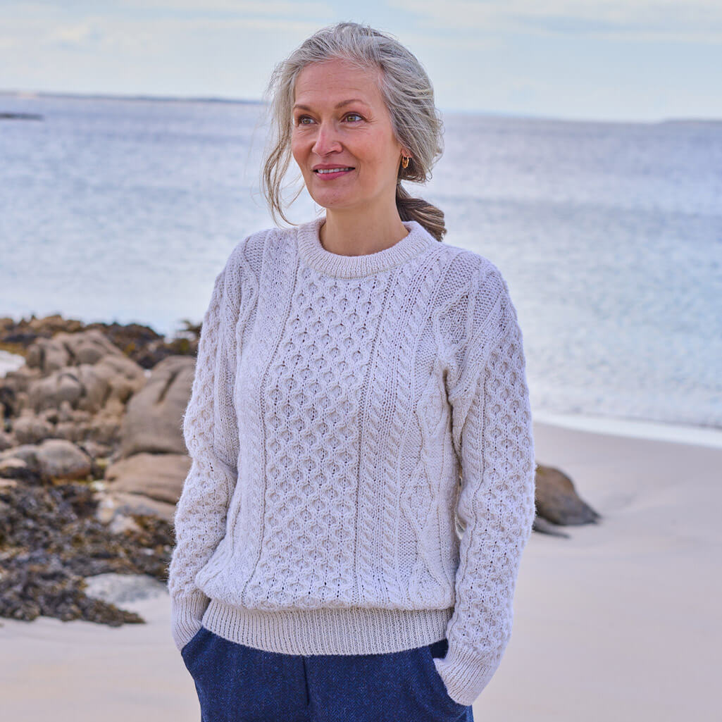 Women's Heritage Crew Neck Aran Sweater - Image 4