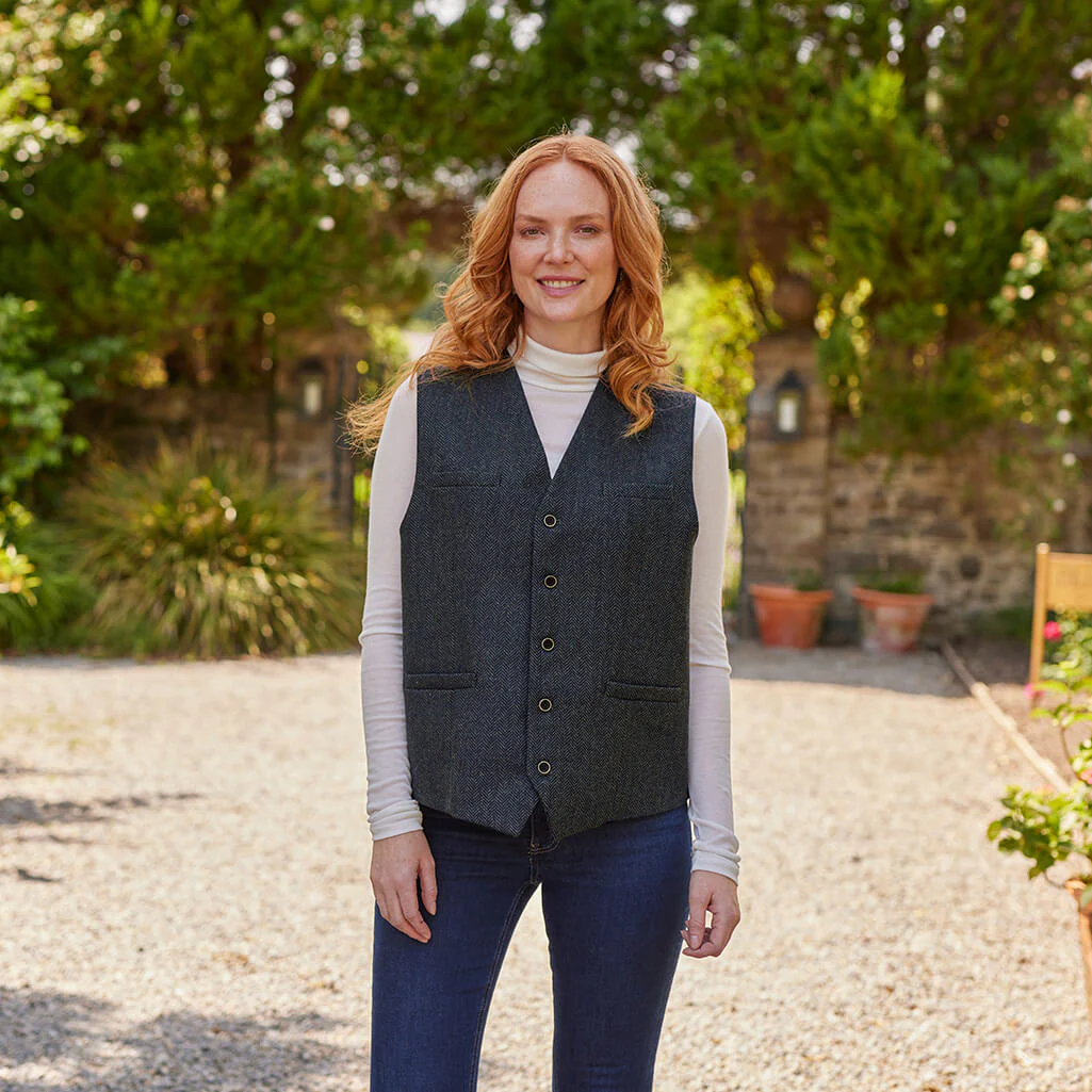 Women's Herringbone Irish Tweed Vest - Image 3