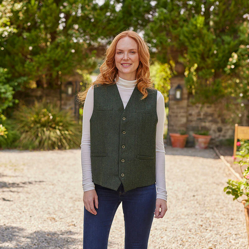 Women's Herringbone Irish Tweed Vest - Image 7