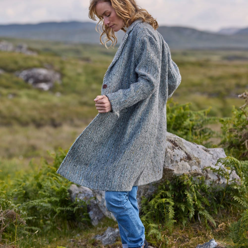 Women's Herringbone Tweed Coat - Image 3
