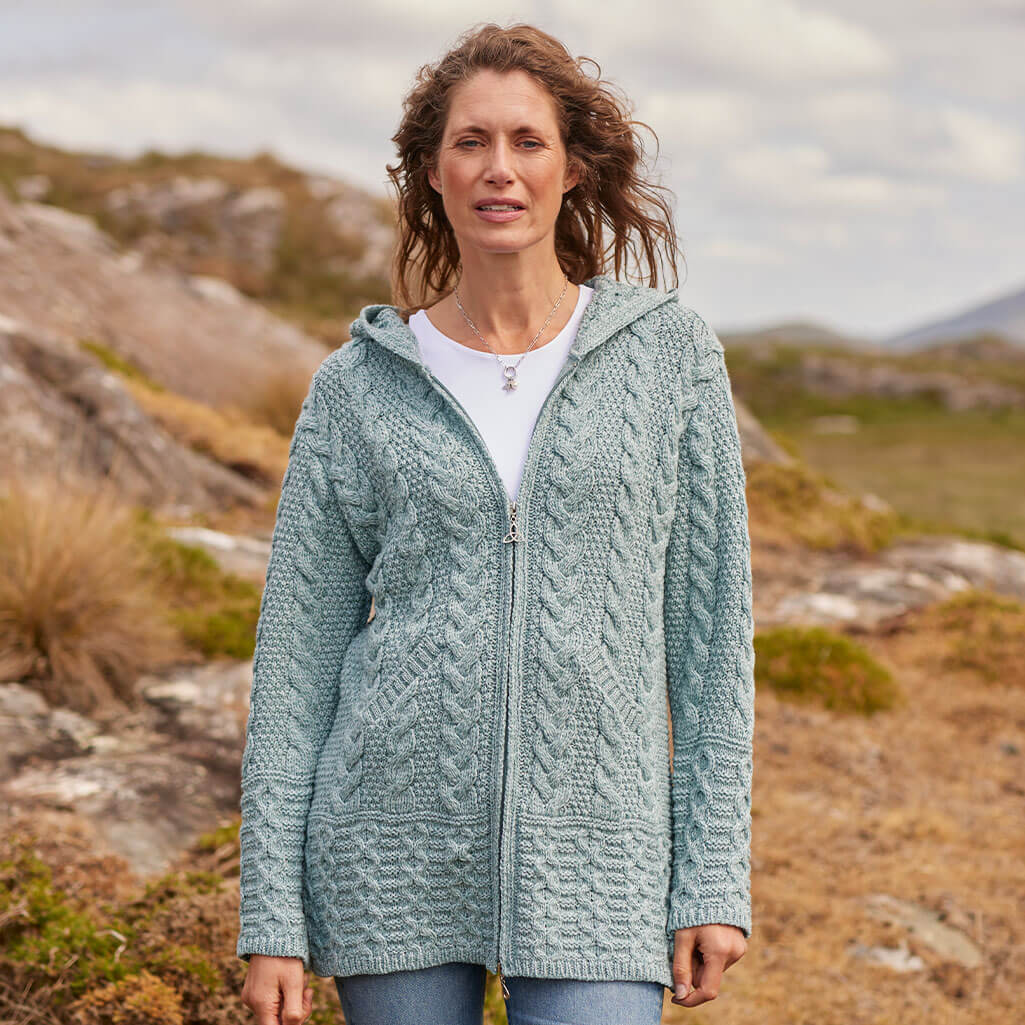 Hooded Aran Zipper Lulu Classic Coat - Image 5
