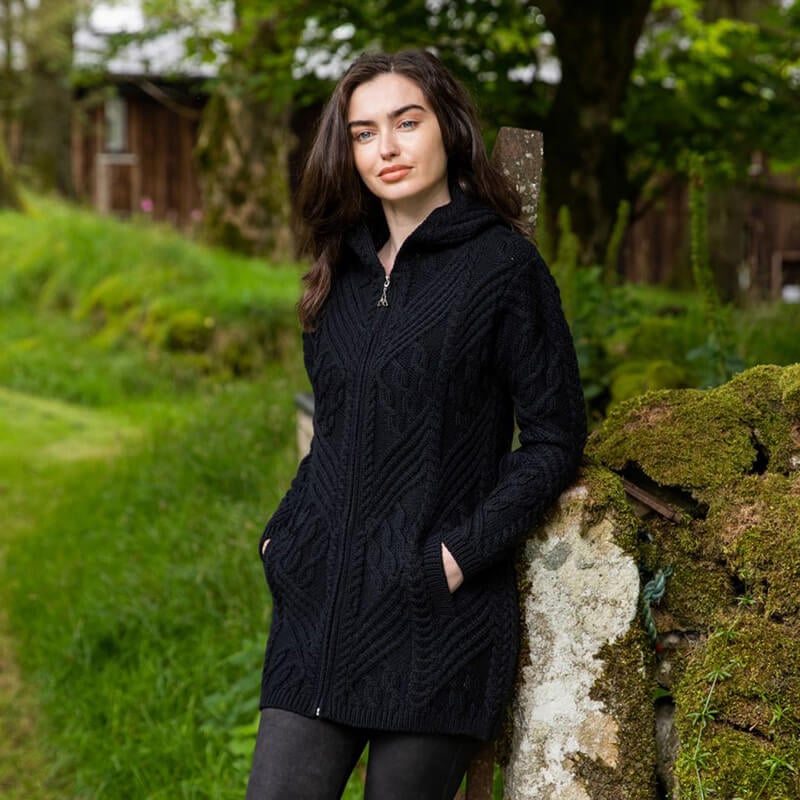 Women's Inishmore Aran Zipper Coat - Image 4