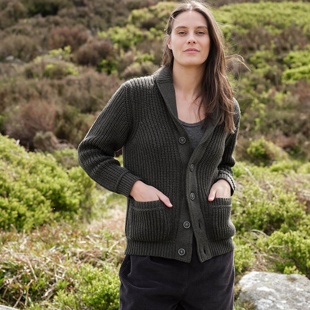 Womens Shawl Collar Cardigan - Image 2