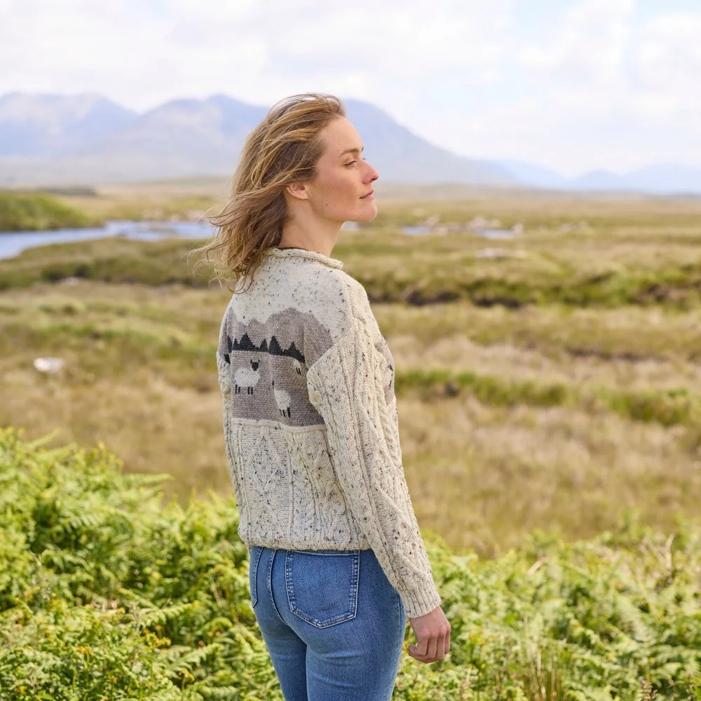 Women's Sheep Aran Sweater - Image 2