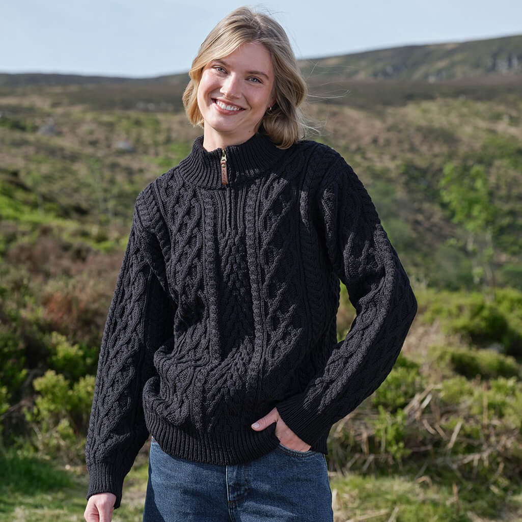 Women's Signature Half Zip Irish Wool Sweater - Image 4