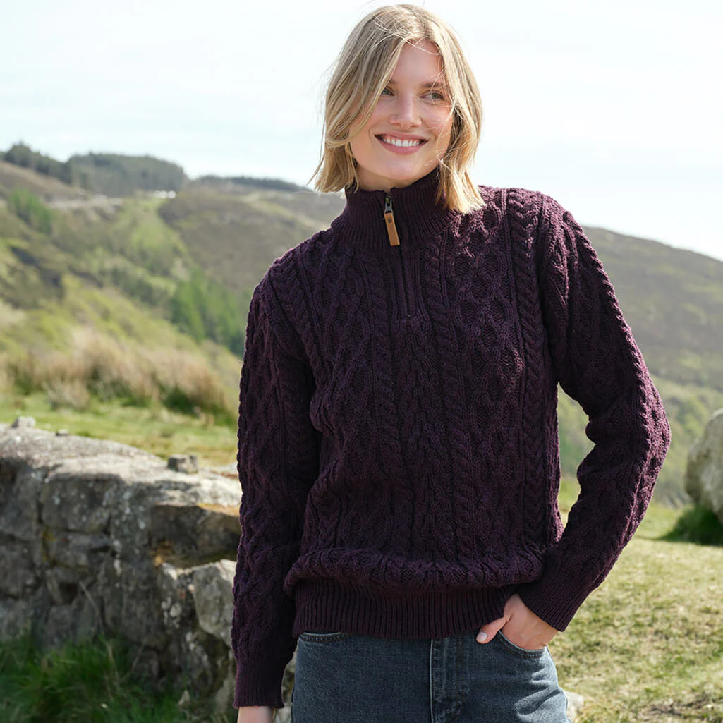 Women's Signature Half Zip Irish Wool Sweater - Image 5