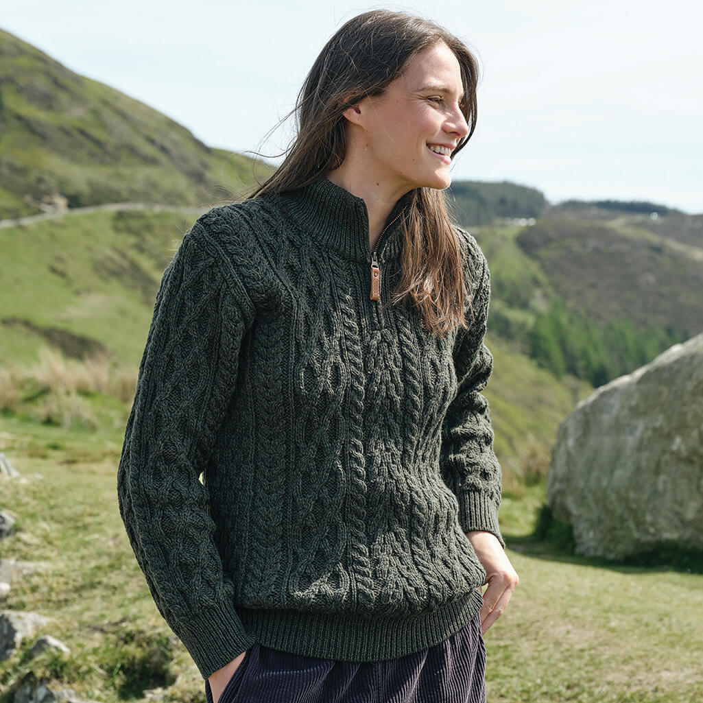 Women's Signature Half Zip Irish Wool Sweater - Image 7