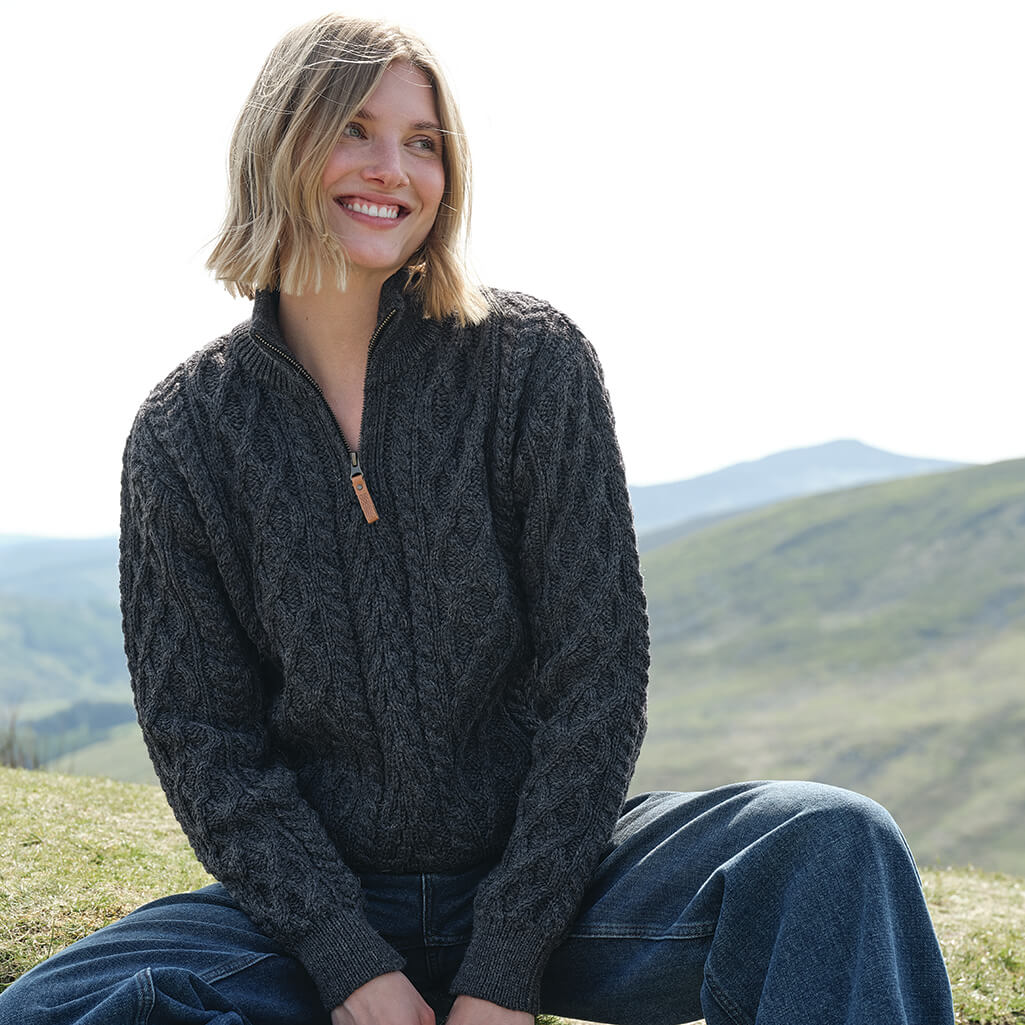 Women's Signature Half Zip Irish Wool Sweater - Image 8