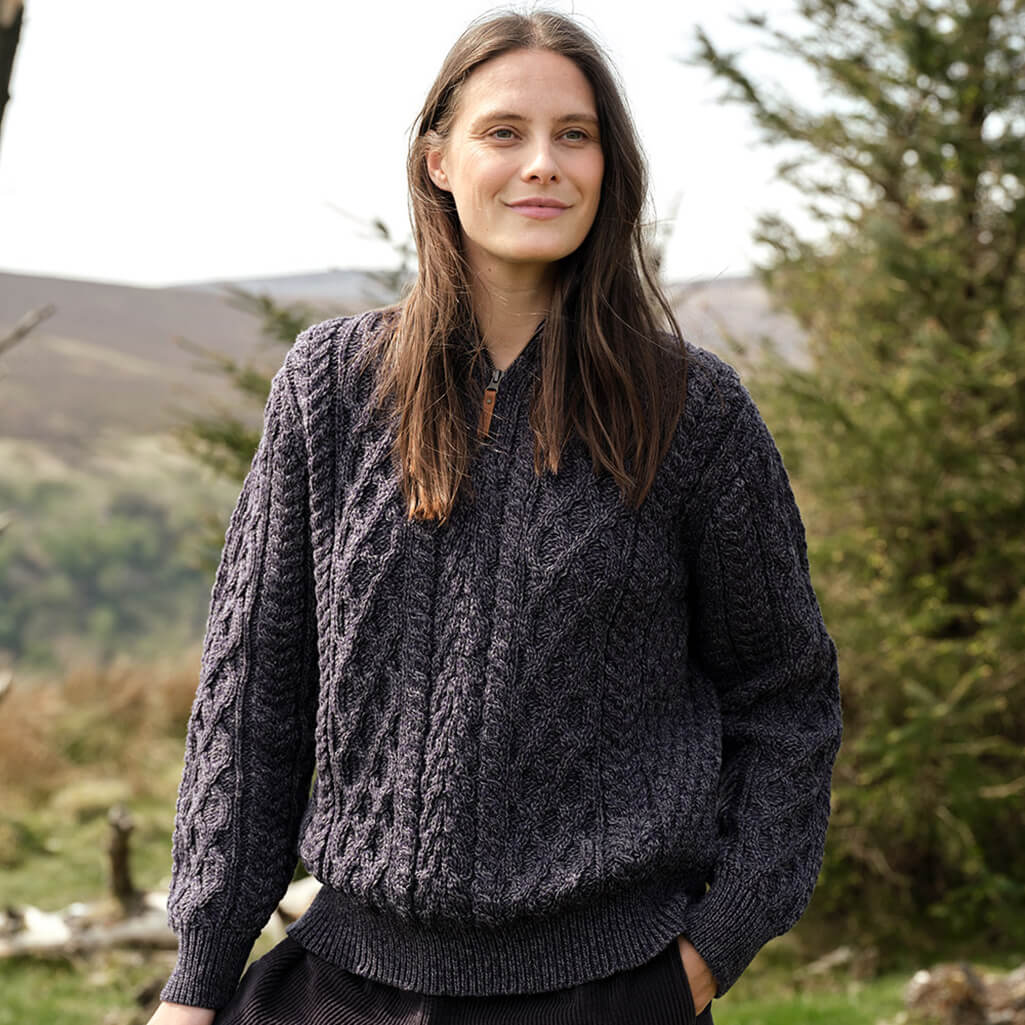 Women's Signature Half Zip Irish Wool Sweater - Image 9