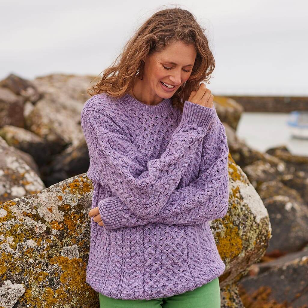 Women's Traditional Crew Neck Aran Sweater - Image 16