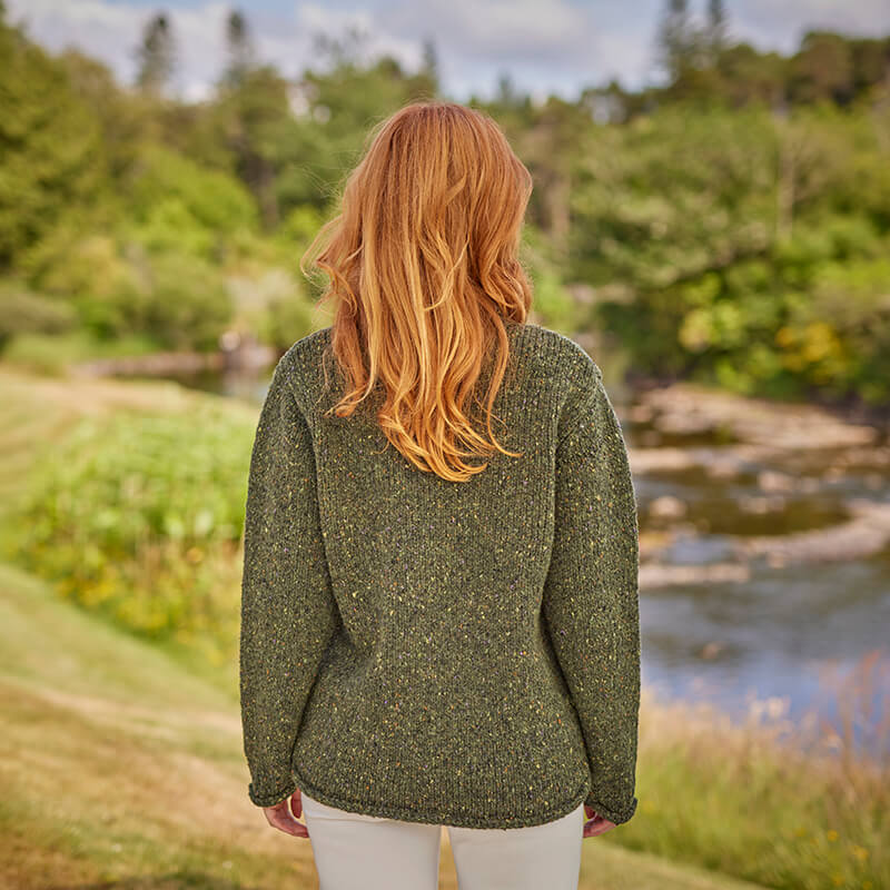 Women's Traditional Fisherman Irish Wool Sweater - Image 2