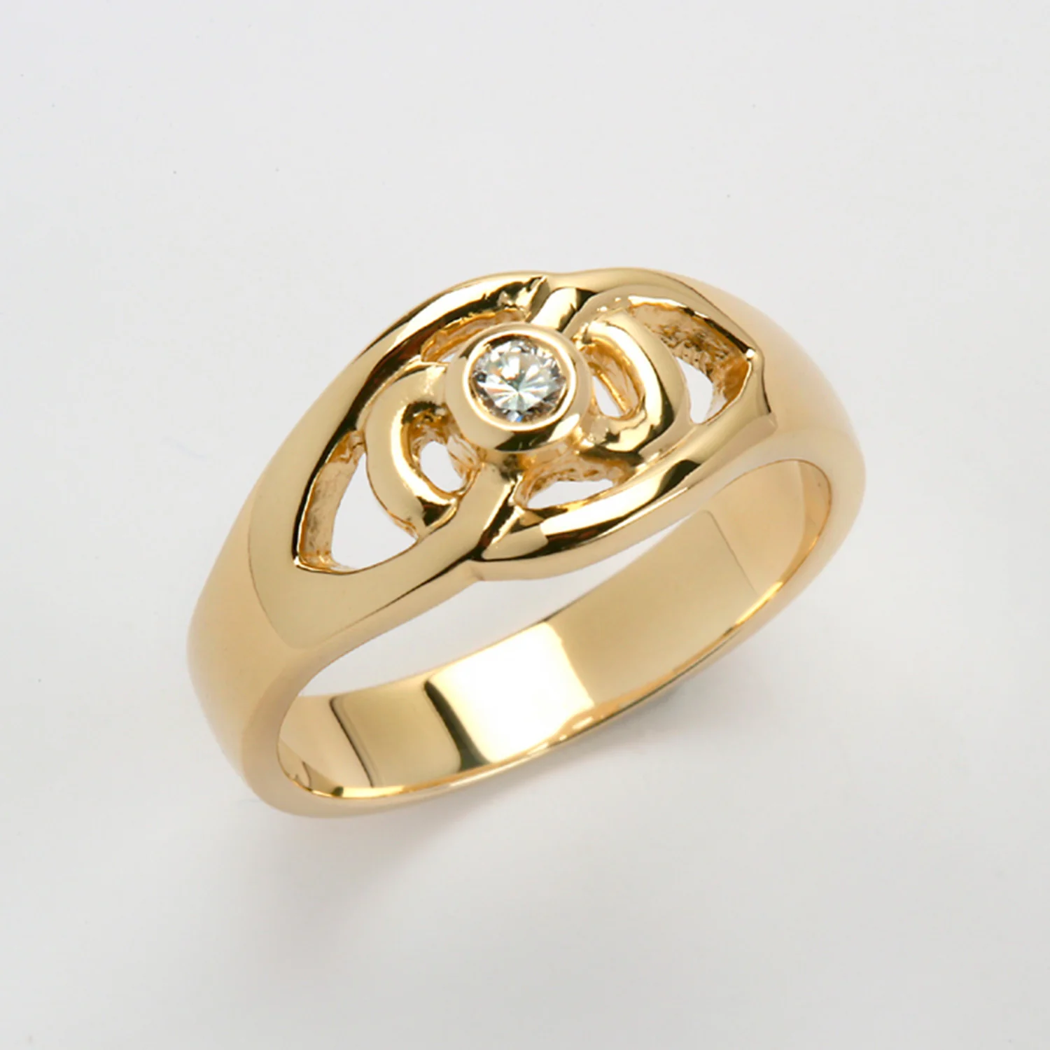 Yellow 14k Gold Celtic 0.10 Diamond Band - Image 2